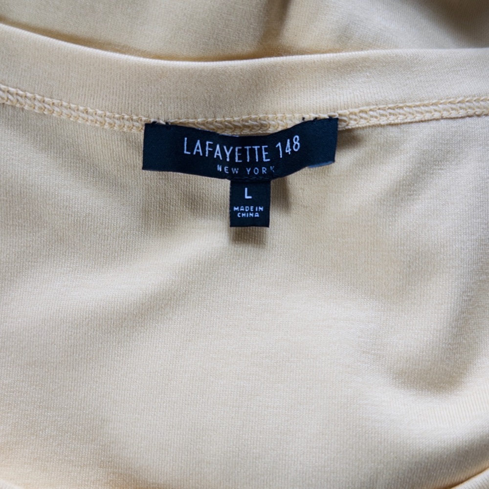 Lafayette 148 New York Soft Yellow Short Sleeve Tee - Picture 3 of 3
